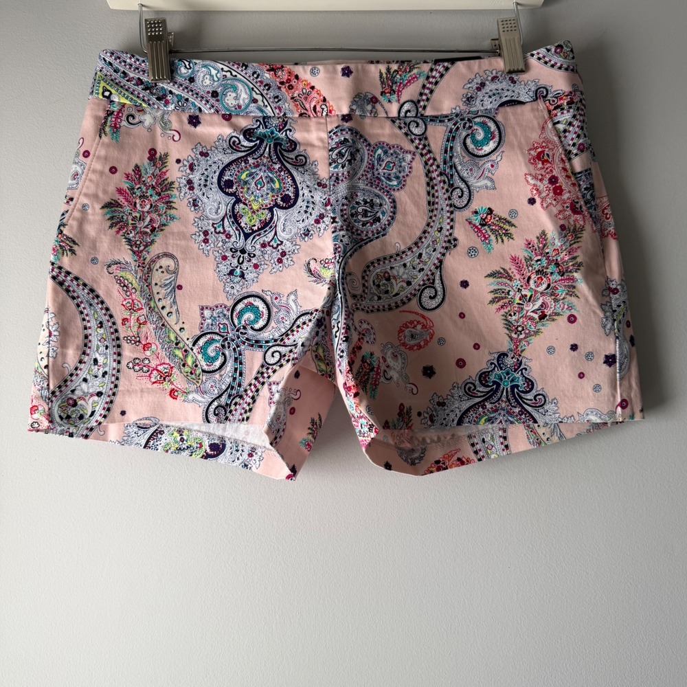 Express Paisley Print Chino Shorts Women 2 Pink NWT 4.5" Inseam Side‎ Zip Boho